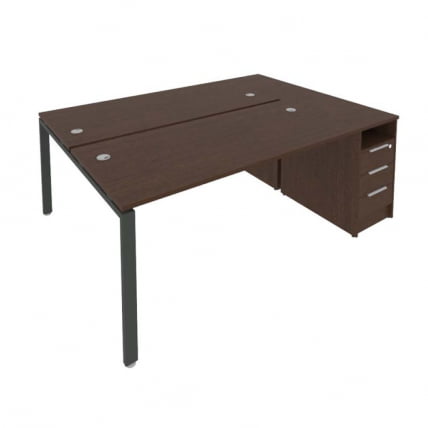 Рабочая станция с опорной тумбой Метал Сйстем Б.РС-СТП-2.4 Венге/Антрацит / Metal System_0