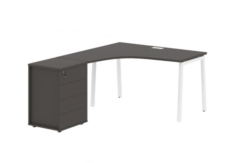 Стол эргономичный с тумбой (левый) ЕДИС ЕЛCЕТ 1318 Л Мокко Белый / EDIS ELCET L_0