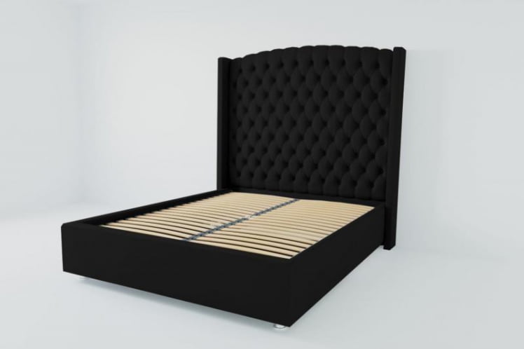 Мягкая интерьерная кровать &куот;Берлин Люкс&куот; с ортопедическими латами (металл) Материал фасада: Искусственная кожа; Спальное место: 2000х2000 мм; Цвет фасада: Кольт Ч; Цвет корпуса: Кольт Ч / "Берлин Люкс"_0