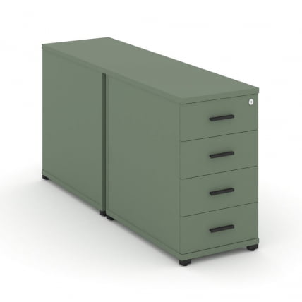 Тумба двухсторонняя опорная приставная с 4-мя ящиками CОНCЕПТ CН.ДТГО-002 Б/В Кобо Черный / CONCEPT CN.DTGO-002 B/W_0