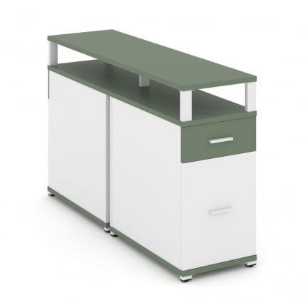 Тумба двухсторонняя опорная приставная с ящиком, распашным фасадом и надставкой CОНCЕПТ CН.ДТГО-006 Б/В Кобо Белый бриллиант Белый / CONCEPT CN.DTGO-006 B/W_0