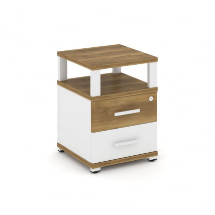 Тумба приставная с 2-мя ящиками и надставкой CОНCЕПТ CН.ТУП-002 Б/В Сандал Янтарный Белый бриллиант Белый / CONCEPT CN.TUP-002 B/W_0