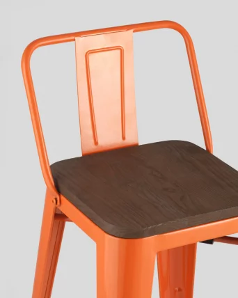 Полубарный стул Толикс Воод со спинкой Оранжевый / Tolix Wood_7