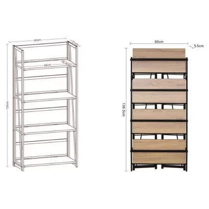 Стеллаж на металлокаркасе БРАБИКС ЛОФТ СХ-001 Дуб антик / BRABIX LOFT SH-001_10