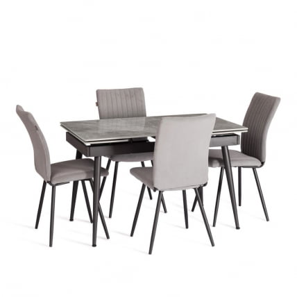 Стол обеденный Лорд Грей/Лорд Грей столешница керамика (глянцевая) / опоры металл, серый/черный, (120+30+30)кс80кс75 см / Lord Grey/Лорд (120+30+30)x80x75_6