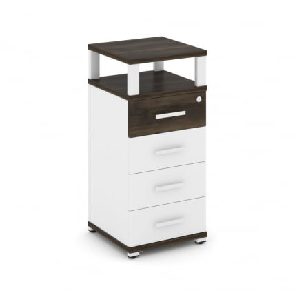 Тумба приставная с 4-мя ящиками и надставкой CОНCЕПТ CН.ТУО-003 Б/В Дуб Мали Белый бриллиант Белый / CONCEPT CN.TUO-003 B/W_0