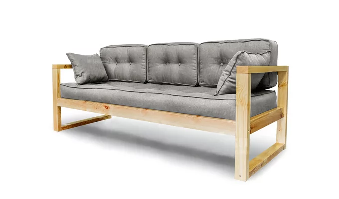 Диван трехместный ДЕмоку Д-3 серебристо-серый_натуральный / DEmoku_0