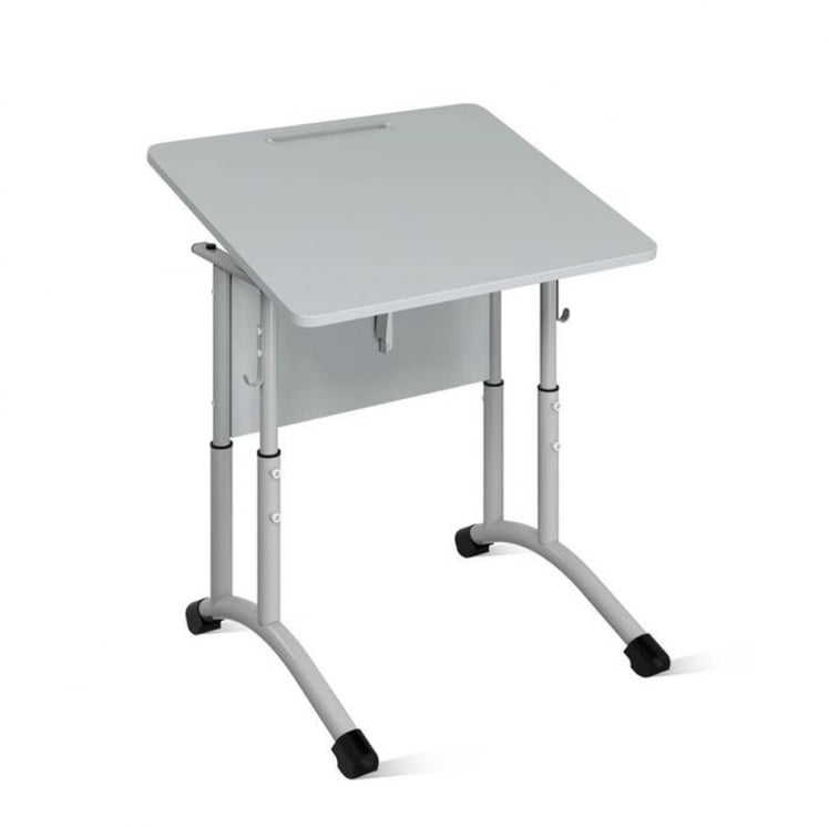 Стол ученический 1-местный регулируемый (ростомат) (рост 3-5) 600х500 мм ЛДСП Бук/Металл Серый_1