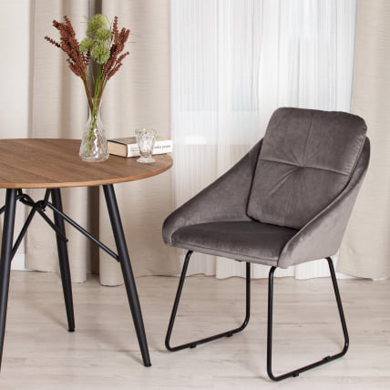 Кресло СТАР (мод. CЙ-1919) вельвет/металл, 68 х 60 х 88 см , серый (ХЛР 24)/черный / STAR (mod. CY-1919) (HLR_8