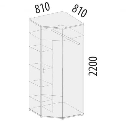 Шкаф для одежды угловой (прав) Эверест 500.03 Дуб Кронберг/Белый шпон/Плаза Стоун_1