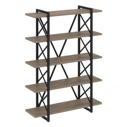 Стеллаж на регулируемых опорах - 5 полок ЛОФТ ВР.Л-МСТ.О-5.8В Металл черный Тиквуд темный / LOFT VR.L-MST.O-5.8V_0