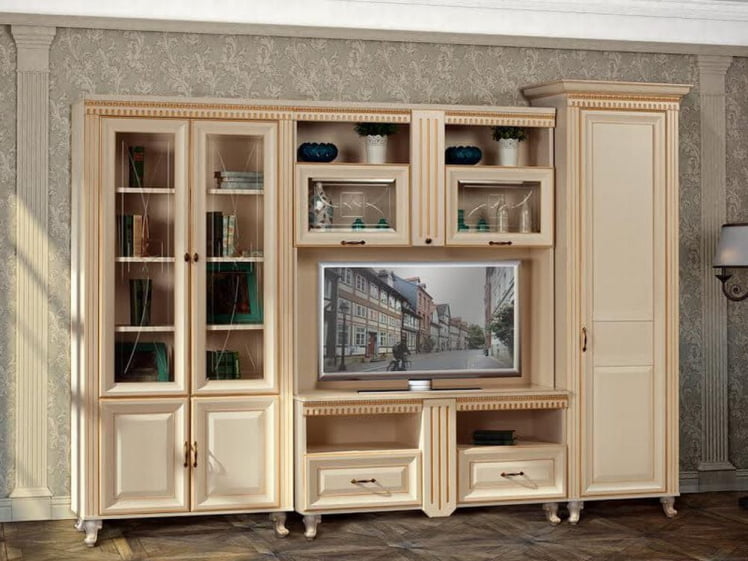 Шкаф многоцелевого назначения Марлен 495 Кремовый белый Патина_6