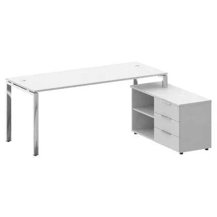 Стол рабочий руководителя с опорной тумбой левый МЕТАЛ СЙСТЕМ ДИРЕCТ БГ.СРТ-5.7 Пр Белый / METAL SYSTEM DIRECT_0