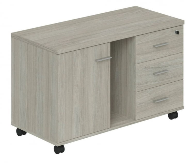 Тумба опорная (мобильная) с 3 ящиками, распашным фасадом и нишей (правая) Винг ВН.203.ОЛ.Р Дуб светлый / Wing WN.203.OL.R_0