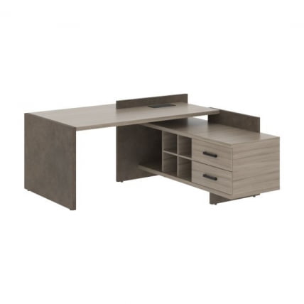 Стол руководителя левый ВООД&СТОНЕ СФ-531221 Дрифтвуд Бетон Чикаго темный / WOOD&STONE_1