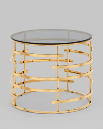 Журнальный столик Инфлюэнс 60*60 стекло смоке сталь Золото / smoke_5