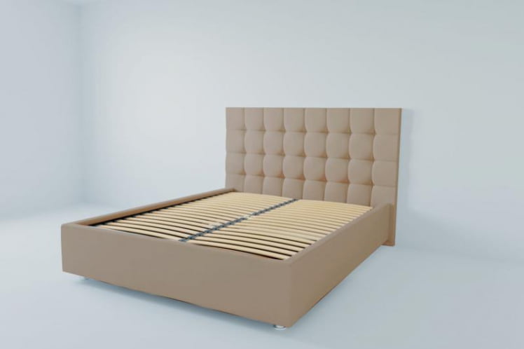 Мягкая интерьерная кровать &куот;Венеция&куот; с ортопедическими латами (металл) Материал фасада: Велюр; Спальное место: 1800х2000 мм; Цвет фасада: Светло серый; Цвет корпуса: Светло серый / "Венеция"_0