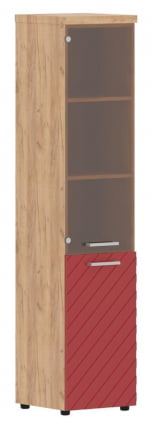 Шкаф колонка комбинированная с топом (левый) Торр ЛУКС ТЛХC 42.2 Л Дуб Бофорд Красный / Torr LUX TLHC L_0