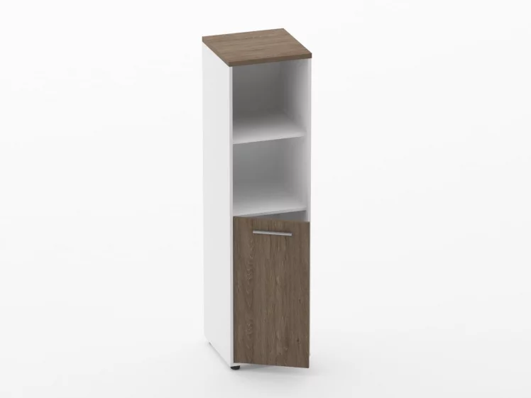 Шкаф 3 узкий 2 полки открытые, 2 полки закрытые Дека 10.16.11Л Дуб Верцаска/Белый / Deka_1