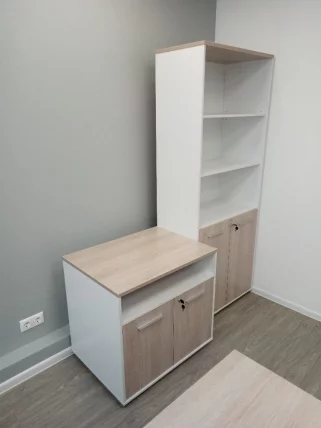 Тумба для оргтехники Дека 9.05.11 Дуб Сантана светлый/Белый / Deka_3