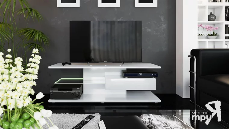 Тумба ТВ тип 1 Диамонд Белый глянец / Diamond_2