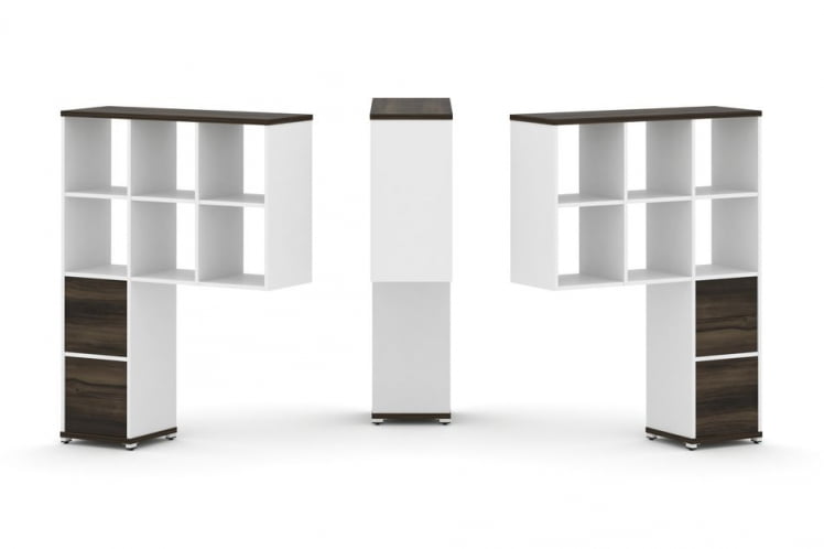 Надставка на стол высокая двухсторонняя + задняя стенка (2 шт.) + блок с 2-мя ящиками (2 шт.) CОНCЕПТ CН.ДНВ-008 Дуб Мали Белый бриллиант Белый металл / CONCEPT CN.DNV-008_0