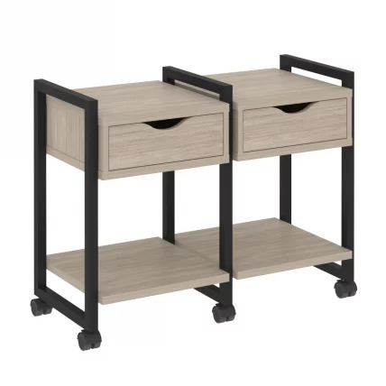 Тумба на колесных опорах наборная. Вариант №1 ЛОФТ ВР.Л-ТН-1.К Металл черный Дуб Аттик / LOFT VR.L-TN-1.K_0