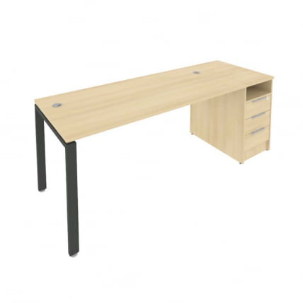 Рабочая станция с опорной тумбой Метал Сйстем Б.РС-СТП -1.4 Акация/Антрацит / Metal System_0