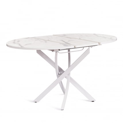 Стол МАНЗАНА ЛДСП/ХПЛ/металл, 100 х 100+30 х 75 см, Мрамор светлый/белый / MANZANA ЛДСП/HPL/металл,_4