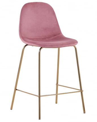 Стул полубарный Валенсия велюр Розовый золотые ножки_1