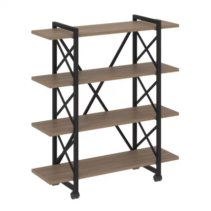 Стеллаж на колесных опорах - 4 полки ЛОФТ  ВР.Л-МСТ.К-4.8В Металл черный Дуб Аризона / LOFT VR.L-MST.K-4.8V_0