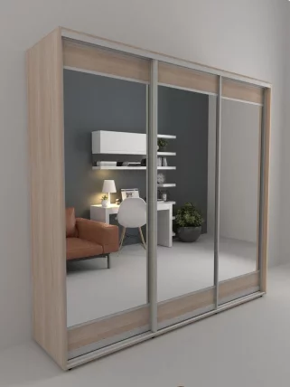 Шкаф-купе 3-х дверный Акцент-Лайт 3 2400х600 Ясень шимо светлый_0