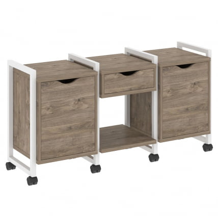 Тумба на колесных опорах наборная. Вариант №7 ЛОФТ ВР.Л-ТН-7.К Металл белый Тиквуд темный / LOFT VR.L-TN-7.K_0