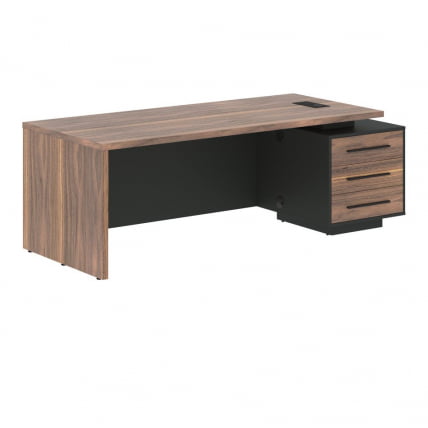 Стол руководителя правый ВЕЛИОН ВЕНЕЕР ВРCТ 2290 Р Американский орех Яшма черная / VELION VENEER VRCT R_0