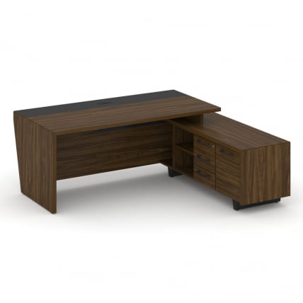 Стол руководителя с опорной тумбой, правый Корнер CОР.СРТ-20(Р) Орех Лоренцо Графит / Corner COR.SRT-20(R)_1
