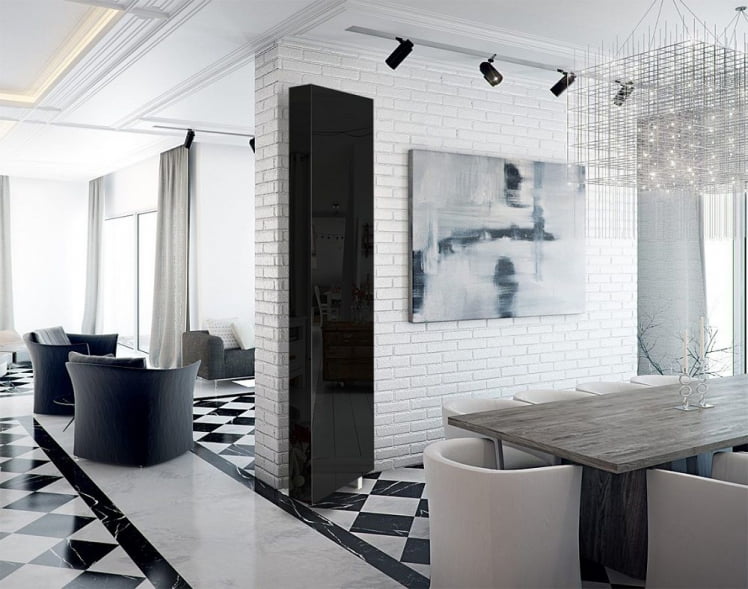 Поворотный шкаф в черном глянцевом стекле Драйв Шелф (правый) Венге_0