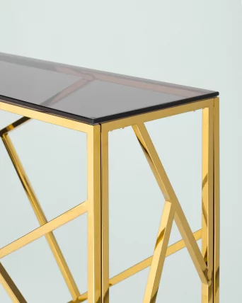 Консоль АРТ ДЕКО 115кс30 Золото стекло смоке / 115x30 smoke_3