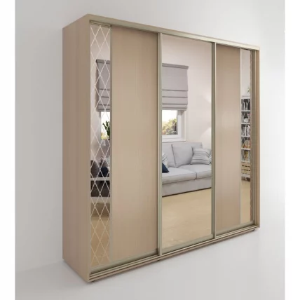 Шкаф-купе 3-х дверный Акцент-Вера ДР 1800х600 Дуб молочный_0