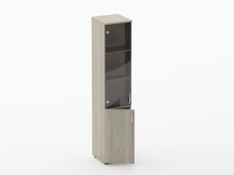 Шкаф высокий со стеклом Глассй 6.19.15Л Дуб сантана светлый / Glassy_1