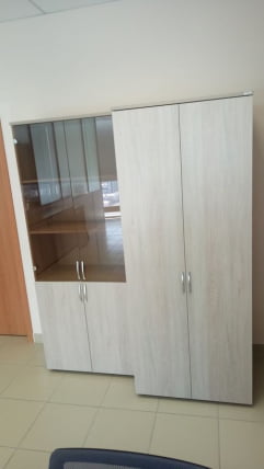 Шкаф высокий со стеклом Глассй 6.19.151 Дуб сантана светлый / Glassy_3