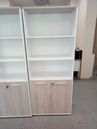 Шкаф 4 широкий верх открытый, низ закрытый Дека 10.19.111 Дуб Сантана светлый/Белый / Deka_8