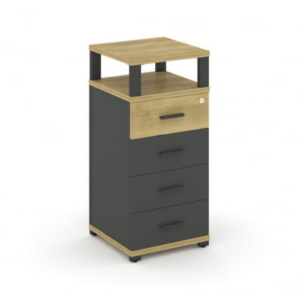 Тумба приставная с 4-мя ящиками и надставкой CОНCЕПТ CН.ТУО-003 Б/В Дуб Винченцо Антрацит / CONCEPT CN.TUO-003 B/W_0