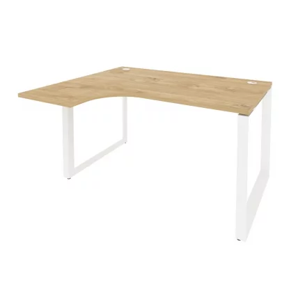 Стол эргономичный левый на О-образном м/к ОНИКС О.МО-СА-3Л Тиквуд Светлый/Белый / ONIX O.MO-SA-3L_0