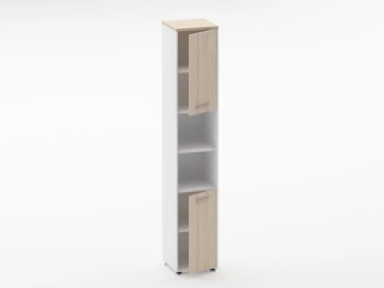 Шкаф 5 узкий закрытый с 2 -мя открытыми полками Дека 10.23.12Пр Туя/Белый / Deka_1