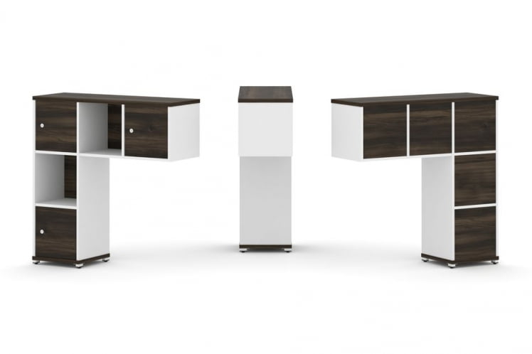 Надставка на стол низкая односторонняя + задняя стенка (5шт.) + распашной фасад (3 шт.) CОНCЕПТ CН.ОНН-002 Дуб Мали Белый бриллиант Белый металл / CONCEPT CN.ONN-002_0