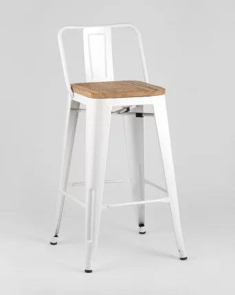 Полубарный стул Толикс Воод со спинкой Белый / Tolix Wood_1