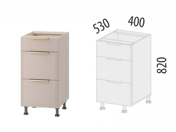 Напольный шкаф (3 ящика с системой плавного закрывания) Флоренция 107.90_6