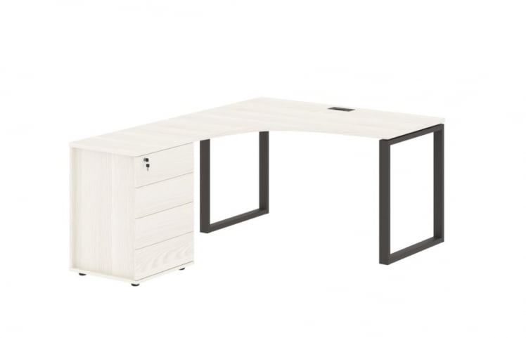 Стол эргономичный с тумбой левый ЕДИС ЕКCЕТ 1318 Л Ясень Траун Мокко / EDIS EQCET L_0