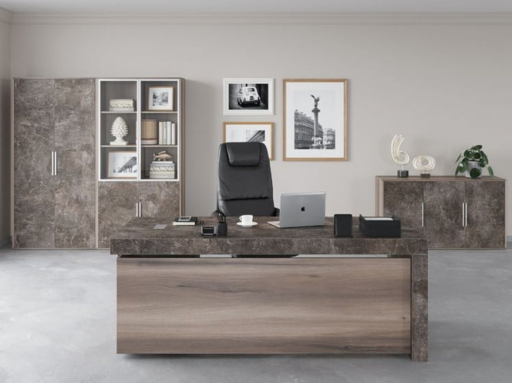 Шкаф высокий 4 створки, с нишей Б-ТОНЕ БТН36153542 Вяз Бетон темный / B-TONE BTN36153542_1