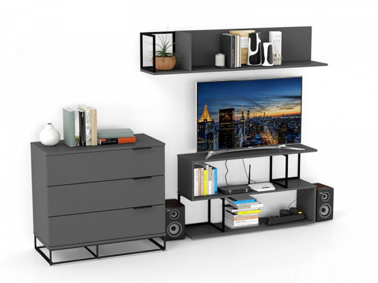 Полка навесная Ситй большая графит / City_3